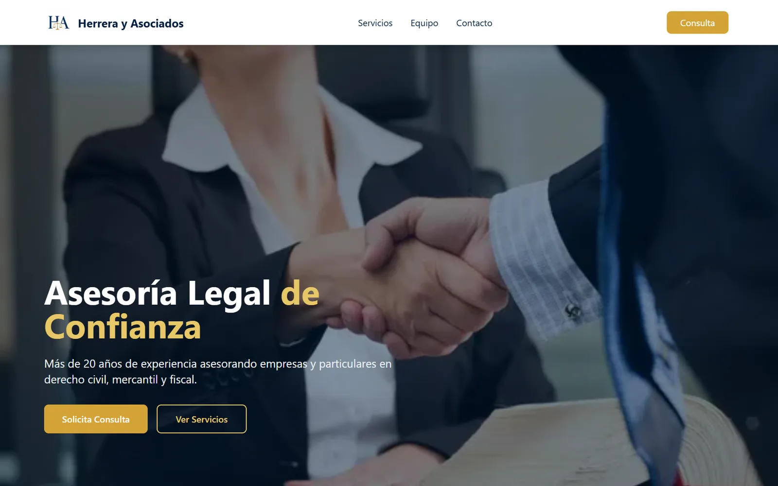 Concepto de sitio para Herrera & Asociados — pantalla 1 de 3
