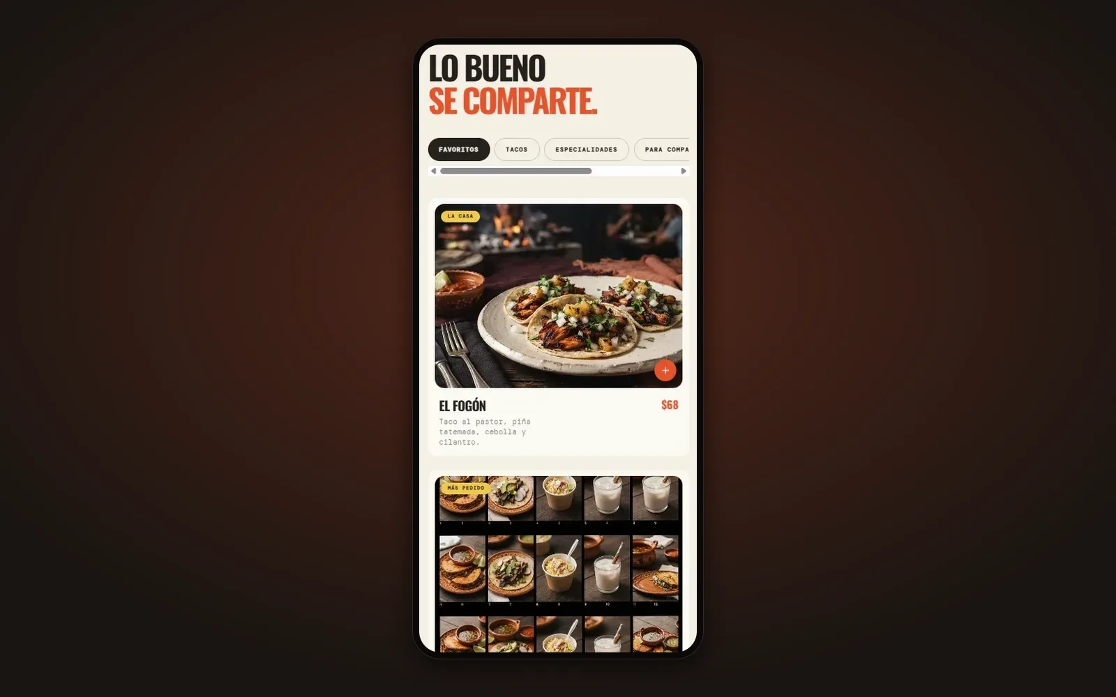Concepto de sitio para Taquería El Fogón — pantalla 3 de 3